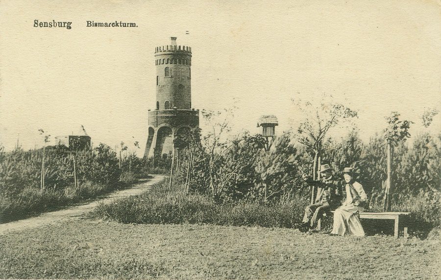 Historyczna pocztówka z Wieżą Bismarcka w Sensburgu